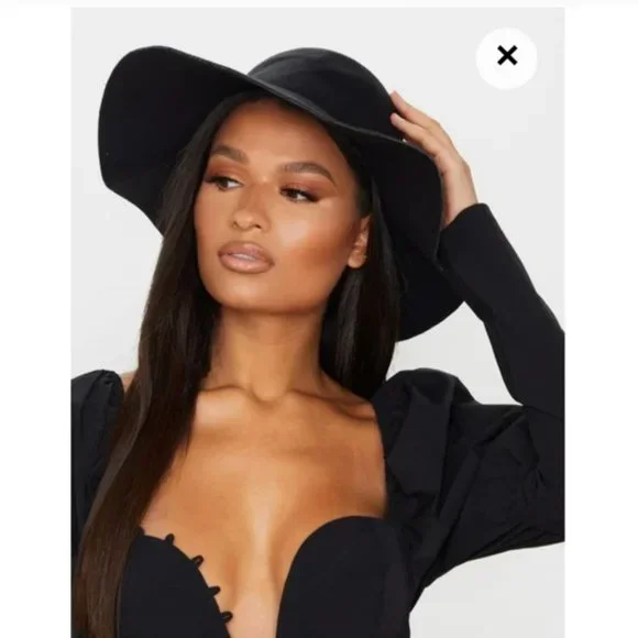 Four Buttons by San Diego Hat Co Black Floppy Wide Brim Wool Sun Hat Foldable - Picture 2 of 12